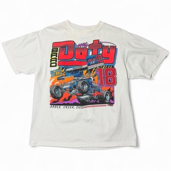 Hanes Other - Vintage 90s Brad Doty Nascar Racing Sprint Racer Ohio Auto Car Graphic T-shirt